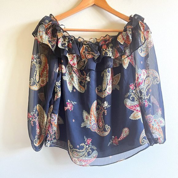 Vince Camuto Off The Shoulder Blouse Top Rich Black Womens Size XSmall - Picture 2 of 6